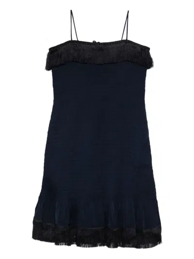 By Malene Birger Frange Tassel Mini Dress In Black