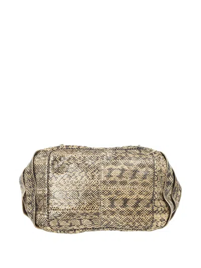 Pre-owned Jimmy Choo Bree Snakeskin-buckle Shoulder Bag In Brown
