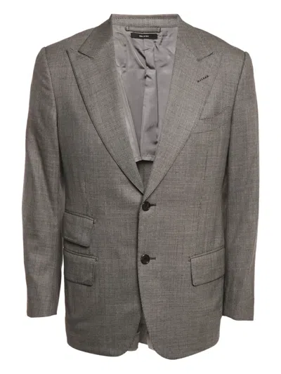 Pre-owned Tom Ford Flap-pocket Wool Blazer In Gray