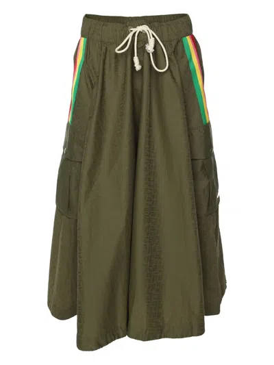 Pre-owned Palm Angels Striped Cargo Midi Skirt In Green