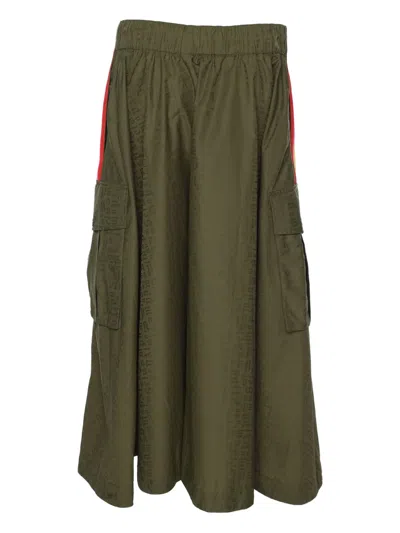 Pre-owned Palm Angels Striped Cargo Midi Skirt In Green