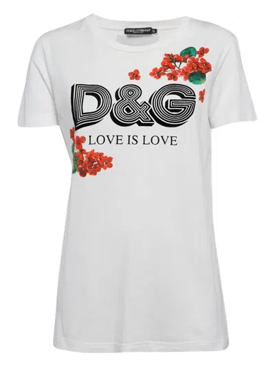 Pre-owned Dolce & Gabbana Logo-print Cotton T-shirt In White
