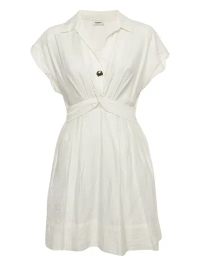 Pre-owned Sandro Short-sleeve Mini Dress In White