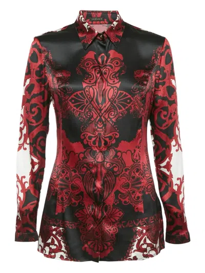 Pre-owned Versace Paisley-print Satin Shirt In Red