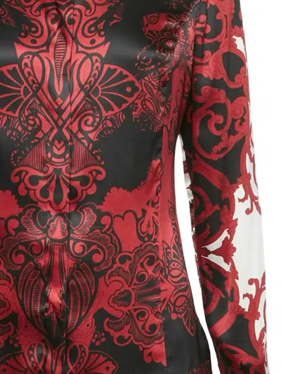 Pre-owned Versace Paisley-print Satin Shirt In Red