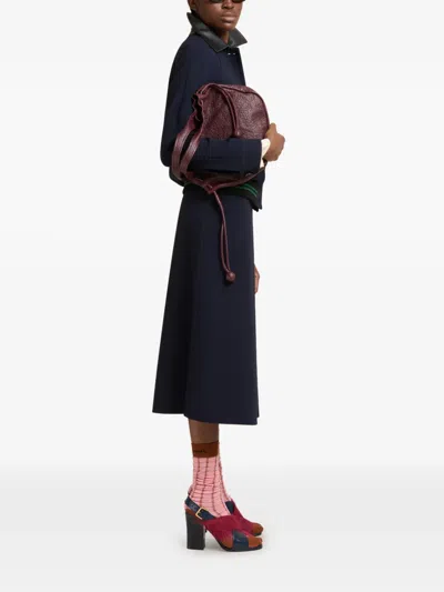 Marni A-line Crêpe Midi Skirt In Blue