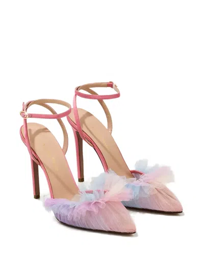 Andrea Wazen 120mm Franca Tulle Ankle-strap Pumps In Multi