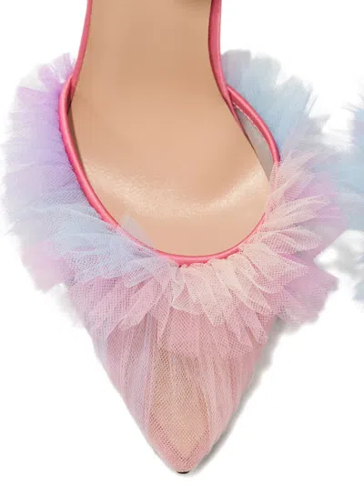 Andrea Wazen 120mm Franca Tulle Ankle-strap Pumps In Multi