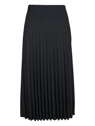Agnona Pleated Midi Skirt In Black