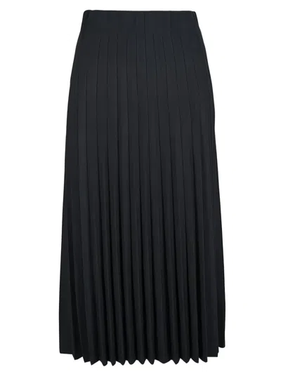 Agnona Pleated Midi Skirt In Black