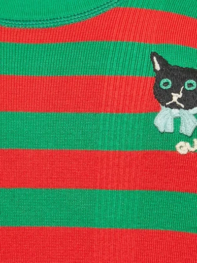 Pre-owned Gucci Striped Ribbed Maxi Dress In Green