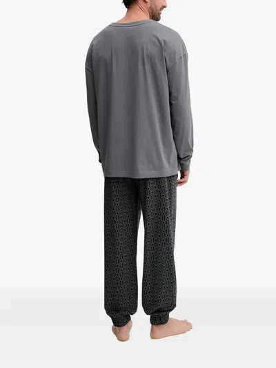 Hugo Boss Geometric-patterned Pajama In Gray