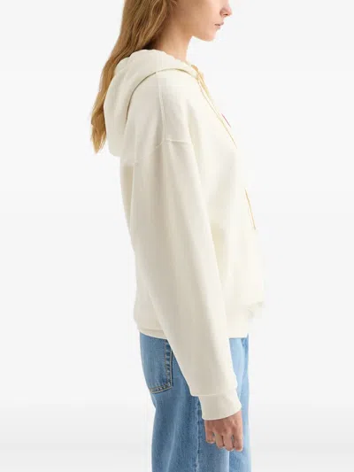 Jil Sander Embroidered Zip-up Hoodie In Neutral