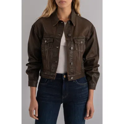 Kut From The Kloth Emrie Coated Nonstretch Denim Jacket In Brown