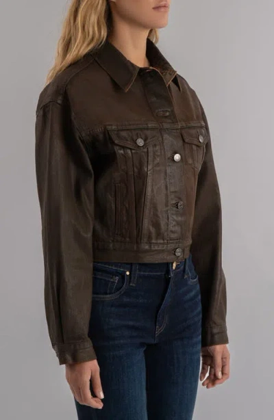 Kut From The Kloth Emrie Coated Nonstretch Denim Jacket In Brown