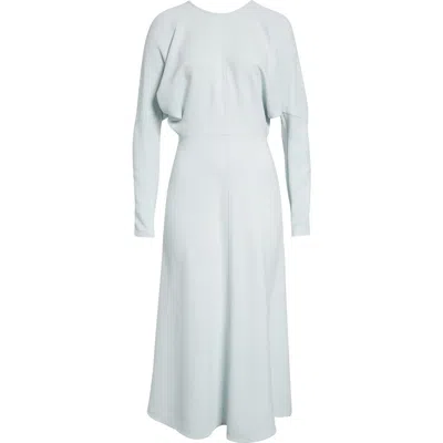 Victoria Beckham Long Sleeve Stretch Crepe Midi Dress In Blue