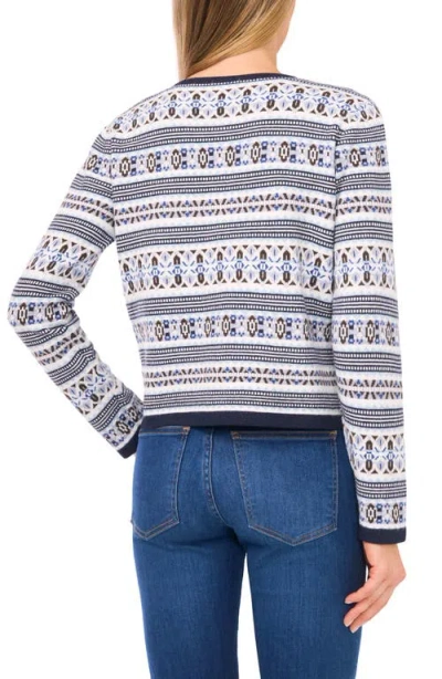 Cece Fair Isle Stripe Cardigan In Blue