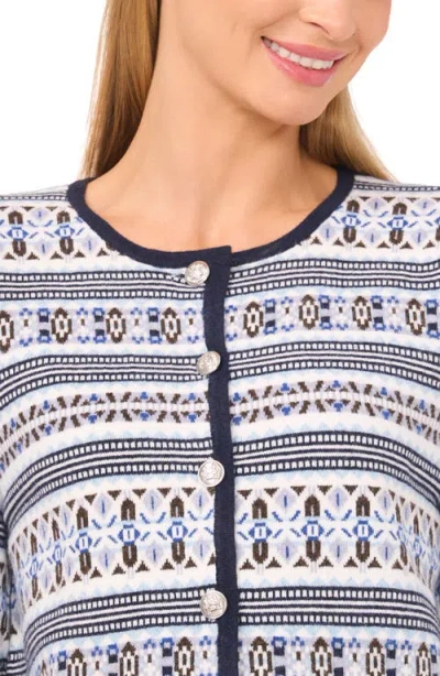 Cece Fair Isle Stripe Cardigan In Blue