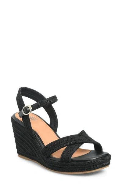 Söfft Newbury Espadrille Ankle Strap Platform Wedge Sandal In Black