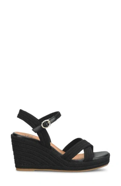 Söfft Newbury Espadrille Ankle Strap Platform Wedge Sandal In Black