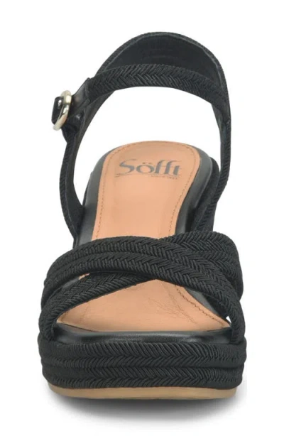 Söfft Newbury Espadrille Ankle Strap Platform Wedge Sandal In Black