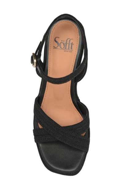 Söfft Newbury Espadrille Ankle Strap Platform Wedge Sandal In Black