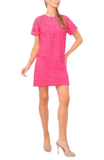 Cece Circle Eyelet Shift Dress In Pink