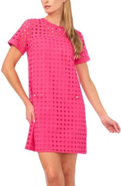 Cece Circle Eyelet Shift Dress In Pink