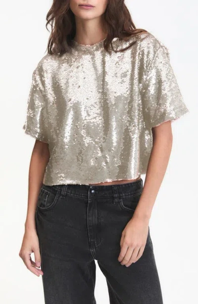 Deluc Logan Sequin Top In Silver