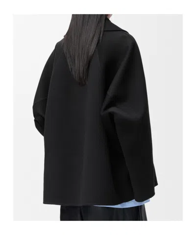 Loewe Wool Double-breasted Short Coat In Black