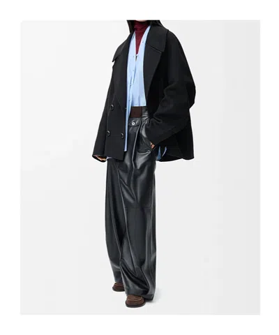 Loewe Wool Double-breasted Short Coat In Black