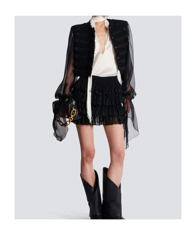 Balmain Backless Fringed Satin Top In White