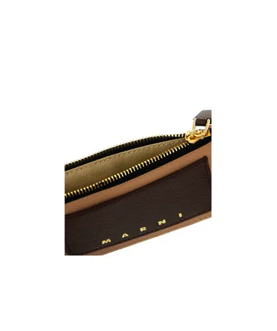 Marni Saffiano Zip Cardholder In Brown