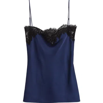 Stella Mccartney Iconic Lace Trim Satin Camisole In Blue