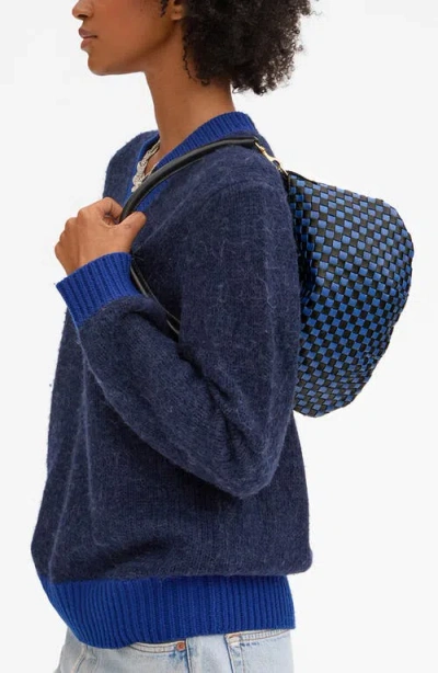 Clare V . Petit Moyen Woven Messenger Bag In Blue