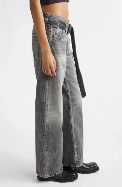 Acne Studios Page Gothik Belted Relaxed Fit Jeans In Black