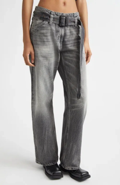 Acne Studios Page Gothik Belted Relaxed Fit Jeans In Black
