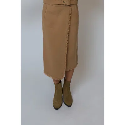 Central Park West Elyse Fringe Assymetrical Midi Skirt In Black