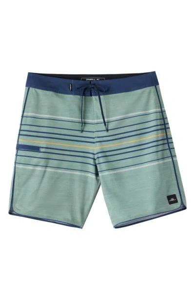 O'neill Kids' Hyperfreak Heat Stripe Swim Trunks In Green