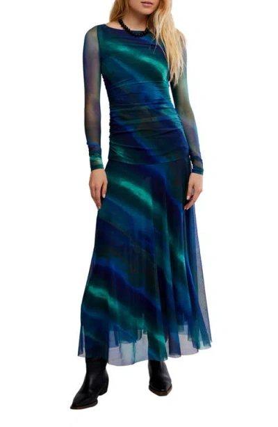 Free People Sunnei Long Sleeve Mesh Dress In Blue