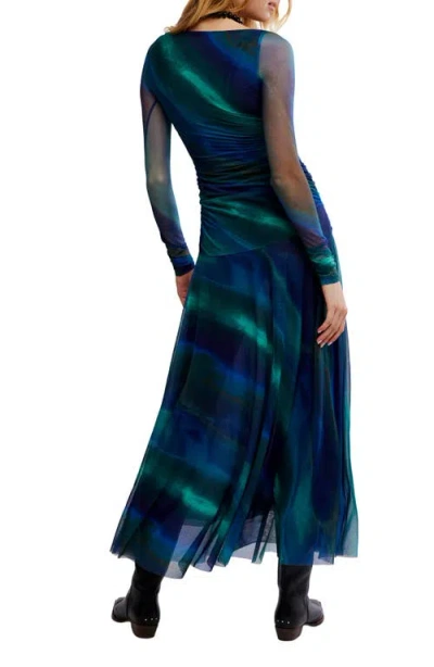 Free People Sunnei Long Sleeve Mesh Dress In Blue