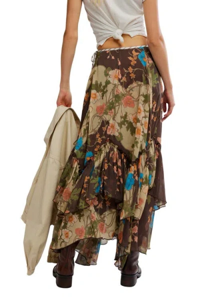Free People Palermo Villa Chiffon Maxi Skirt In Brown