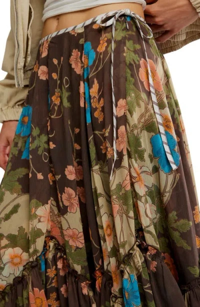 Free People Palermo Villa Chiffon Maxi Skirt In Brown