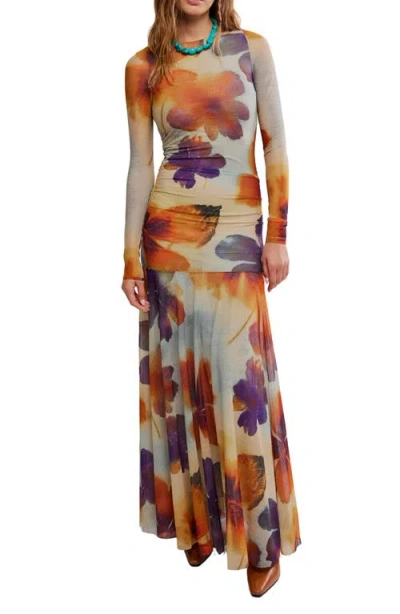 Free People Sunnei Long Sleeve Mesh Dress In Multi