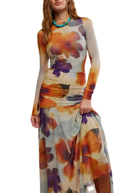 Free People Sunnei Long Sleeve Mesh Dress In Multi