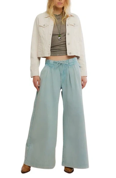 Free People Julien Wide Leg Chino Pants In Blue