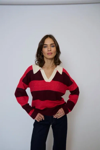 Central Park West Marley Striped Rugby Sweater In Multi