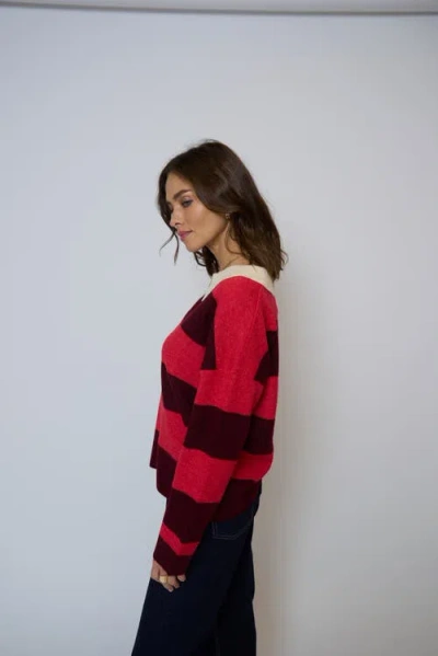 Central Park West Marley Striped Rugby Sweater In Multi