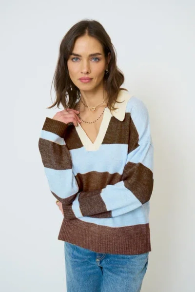 Central Park West Marley Striped Rugby Sweater In Multi