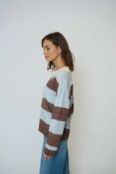 Central Park West Marley Striped Rugby Sweater In Multi